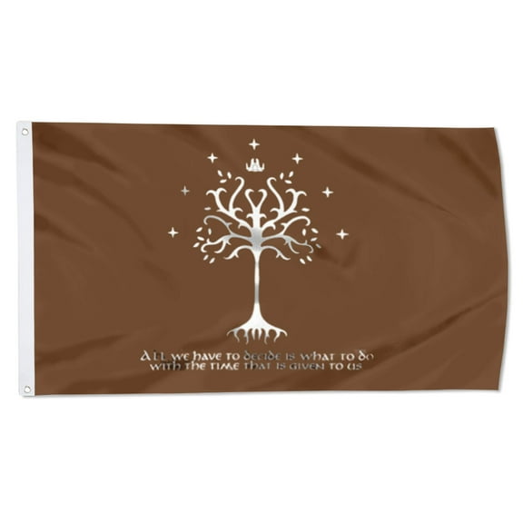 Yanbooch LOTR Gondor Tree Grey flag banner with Grommets Man cave Decor 3x5Feet
