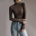 thumbnail image 2 of Timegard Tops for Women Ruffle High Neck Long Sleeve Tshirts Fall Casual Warm Slim Tops Undershirts, 2 of 7