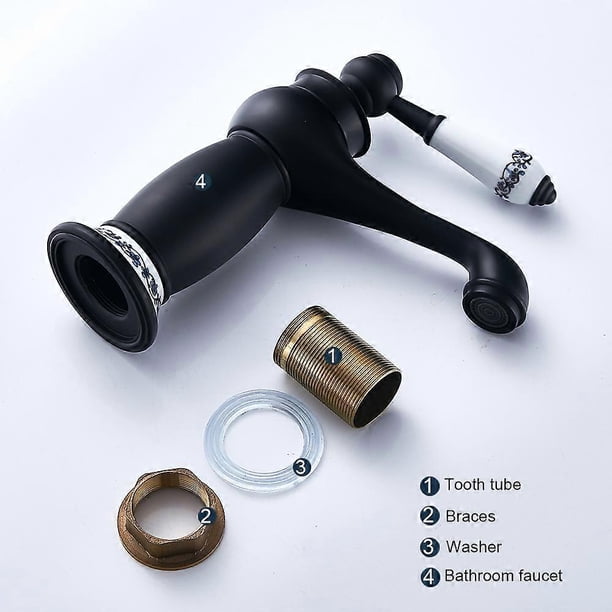 Luxury Basin Bath Faucet European Retro Single Handle Black Chrome for Cold and Hot Water Sink Mixer Tap Mixer