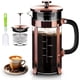 thumbnail image 1 of YMMIND Cafetera de prensa francesa Prensa de café de acero inoxidable 304 de 12 oz, con sistema de 4 filtros, vidrio de prensa francesa de borosilicato de espesor resistente al calor, émbolo de café d, 1 of 5