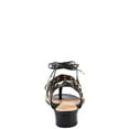 thumbnail image 2 of Schutz Marlize Black Leather Gladiator Flat Sandals Gold Embellishment (Black, 10), 2 of 3