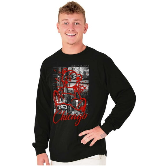 Chicago Illinois Teddy Bear Graffiti Long Sleeve TShirt Men Women Brisco Brands S