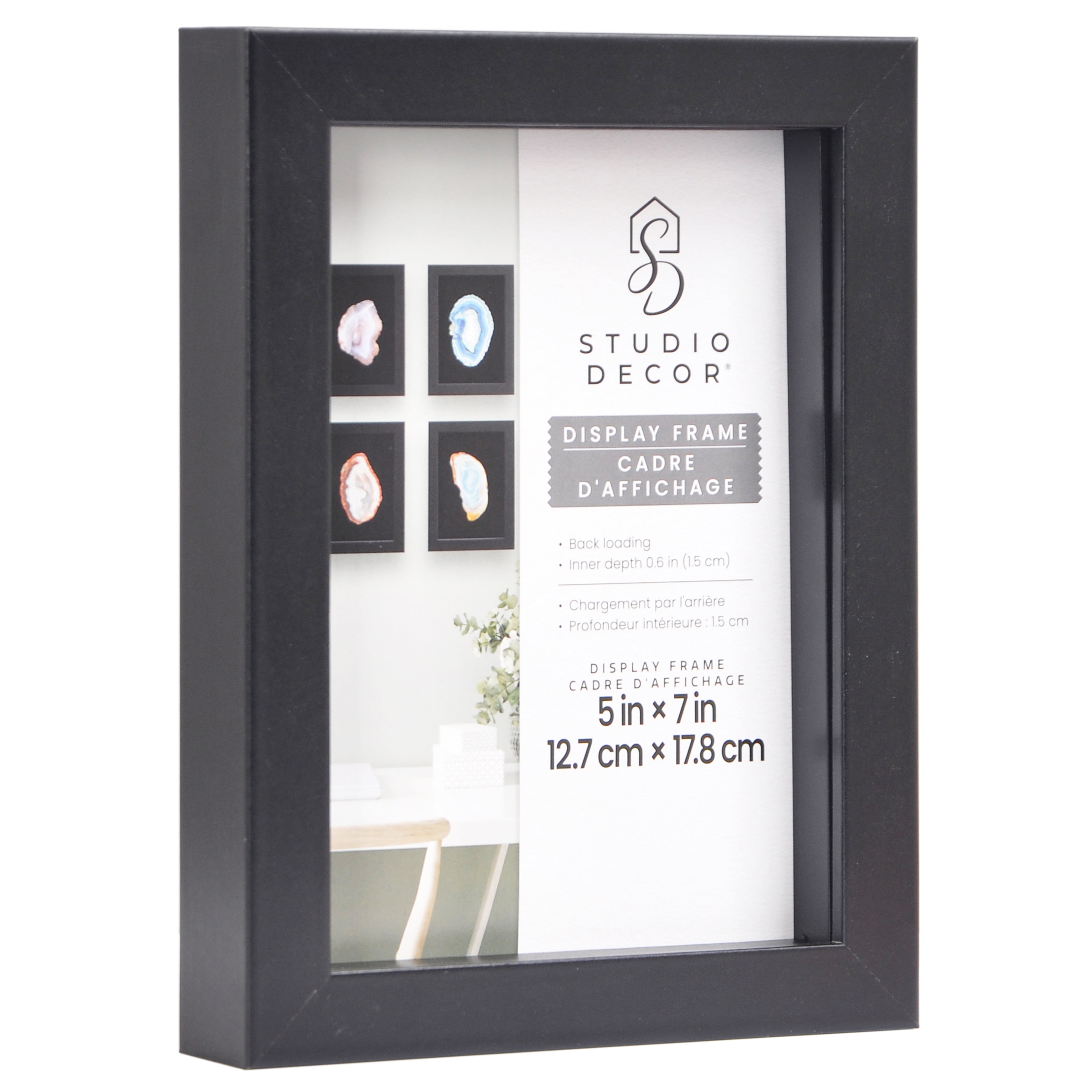 5" x 7" Black Shadow Box by Studio Décor - Easy Back Loading Frame Includes Pre-attached Hanging Hardware - Horizontal or Vertical Display - 4 Pack