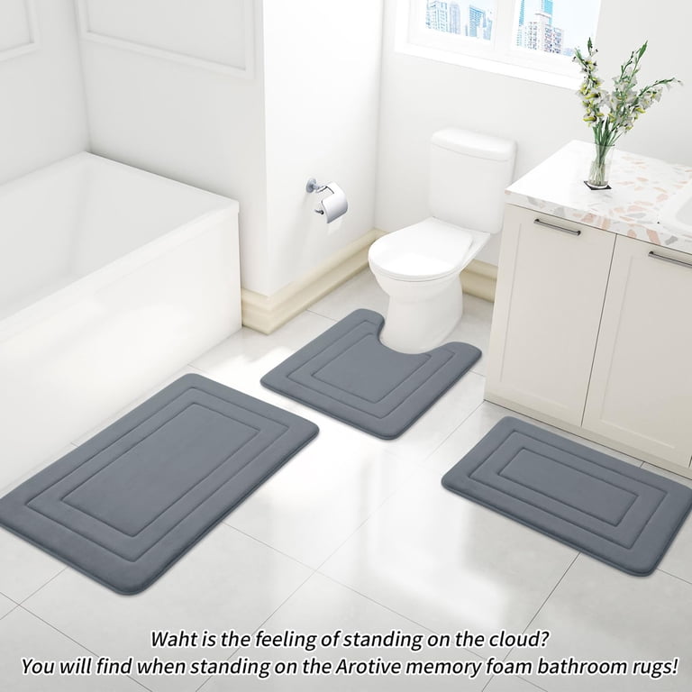Buganda Memory Foam Bathroom Rug, 30" x 20", Dark Grey photo 8