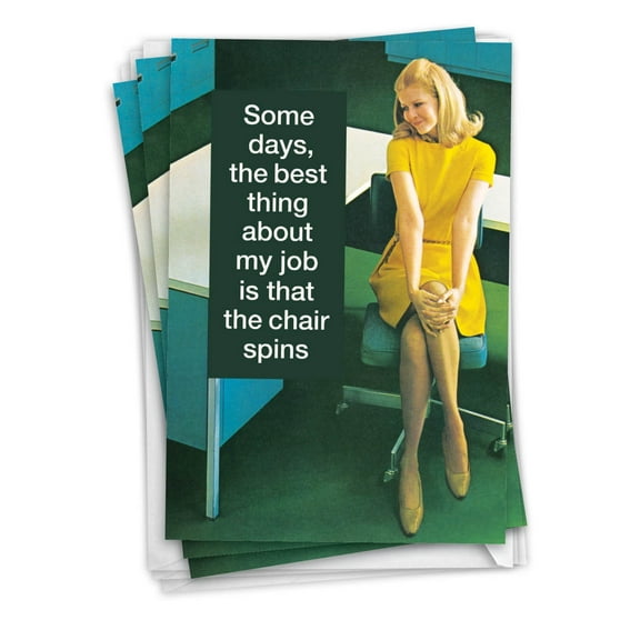 NobleWorks Pack of 3 Funny Administrative Professionals Day Greeting Cards with Envelopes (1 Design, 3 Each) Swivel Chair-Administrative Professionals Day C4306APG-C3x1
