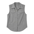 thumbnail image 5 of Fnooota Womens Corduroy Vests, Lapel Collar Spring Fall Sleeveless Front Buttons Outerwear with Pockets Gray Size 1XL, 5 of 5