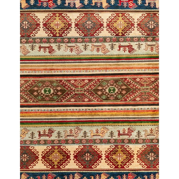 Ahgly Company Indoor Rectangle Abstract Fire Brick Red Oriental Area Rugs, 8' x 12'