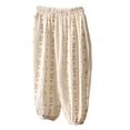 thumbnail image 3 of Favoffer Kids Pants Cute Print Ankle-length Cotton Gauze Thin Elastic Waist Beam Foot Home Wear Bottoms Mosquito Proof Casual Long Trousers for Indoor Relax Summer Outdoor Play 12M-9Y, 3 of 8