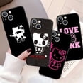 thumbnail image 2 of Funda de silicona negra con calavera rosa para IPhone, carcasa de Hello Kitty Cutes para IPhone 15 14Plus SE 2020 13 12Mini 11 Pro X XS XR Max 7 8, 2 of 5