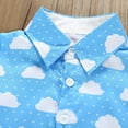 thumbnail image 4 of Odeerbi Toddler Summer Outfits Boys Gentleman Formal Dress Suit Baby 2024 Fashion Short Sleeve Blouse Cloud Kite Print Retro Shorts Suit Blue, 4 of 9