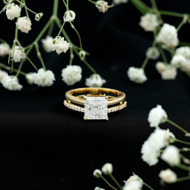 Rosec Jewels Certified Moissanite Princess Cut Engagement Ring