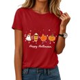 thumbnail image 2 of mgoYE Halloween Tshirts Women Plus Size Funny Long Sleeve Halloween Thanksgiving Fall Pumpkin T-Shirts Graphic Tee Tops Womens T Shirts(Red,S), 2 of 7