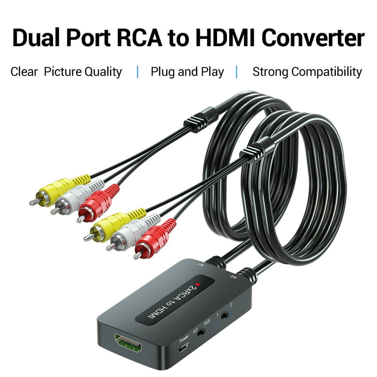 Maxim storm lort Two Port RCA to HDMI Converter, 2 AV to HDMI with 4 : 3/16 : 9 Aspect Ratio  Output Switch, Dual CVBS Composite to HDMI Converter for RCA Devices to  Display on HDTVs - Walmart.com