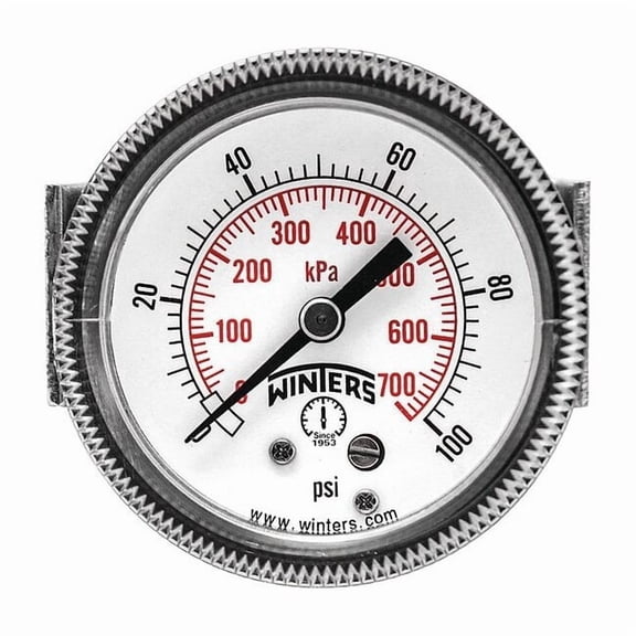 Winters Pressure Gauge,2" Dial Size,Black P9U901407UC