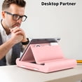 thumbnail image 2 of CreaDream Tablet Pillow Stand,Foldable & Soft iPad Tablet Stand with Pocket and Stylus Mount,for Lap/Desk/Bed, Pink, 2 of 8