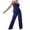 Navy, variant on Kaemgyyd Womens Silk Satin Pajama Sets Solid Color Pj Sets Cami Tops and Pants 2 Piece Outfit Loungewear Sleepwear