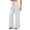 White, variant on Women's Lace Panel Wide Leg Pants, Ruffled Elastic Waist with Tie Belt, Side Pockets, Openwork Side Panels, Relaxed Fit