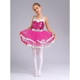 thumbnail image 3 of Hansber Robe Tutu de Danse pour Filles Enfants Paillettes Jazz Fête Danse Costume de Performance Rose Vif 12, 3 of 7