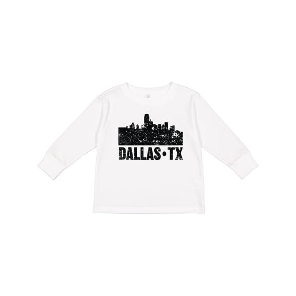 Inktastic Dallas Texas City Skyline with Grunge Boys or Girls Long Sleeve Toddler T-Shirt