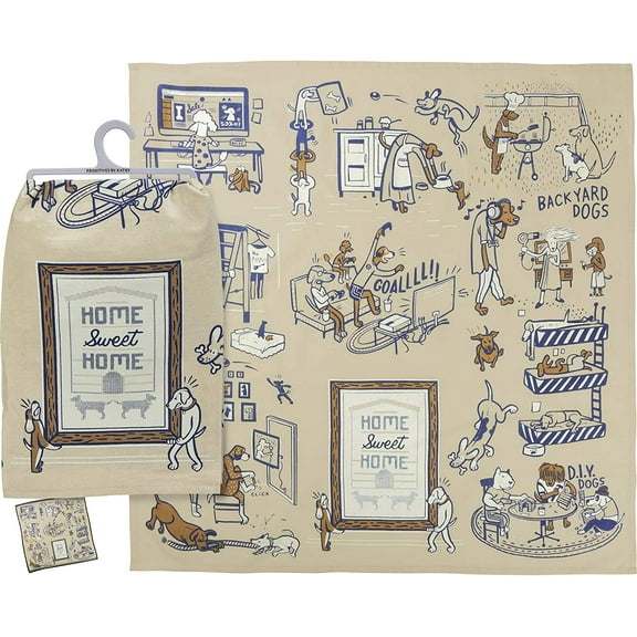 Home Sweet Home Doggie Dish Towel - Primitives By Kathy 28'' x 28''