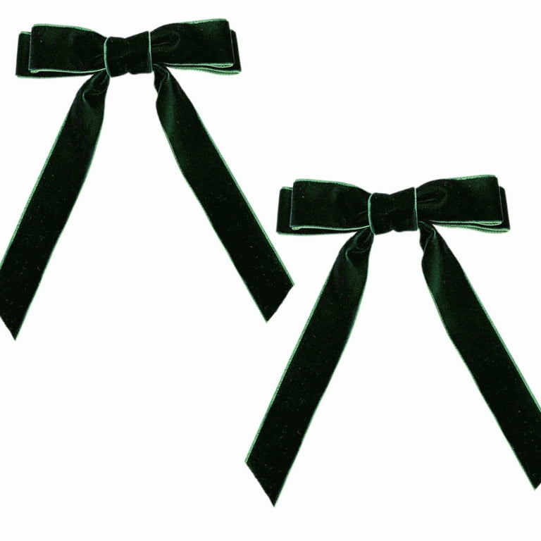  2PCS Black Velvet Bows Girls Hair Clip Ribbon