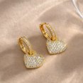 thumbnail image 4 of 18K Gold Plating Women's Copper Love Heart Earrings Engagement Cubic Zircon Ear, 4 of 6