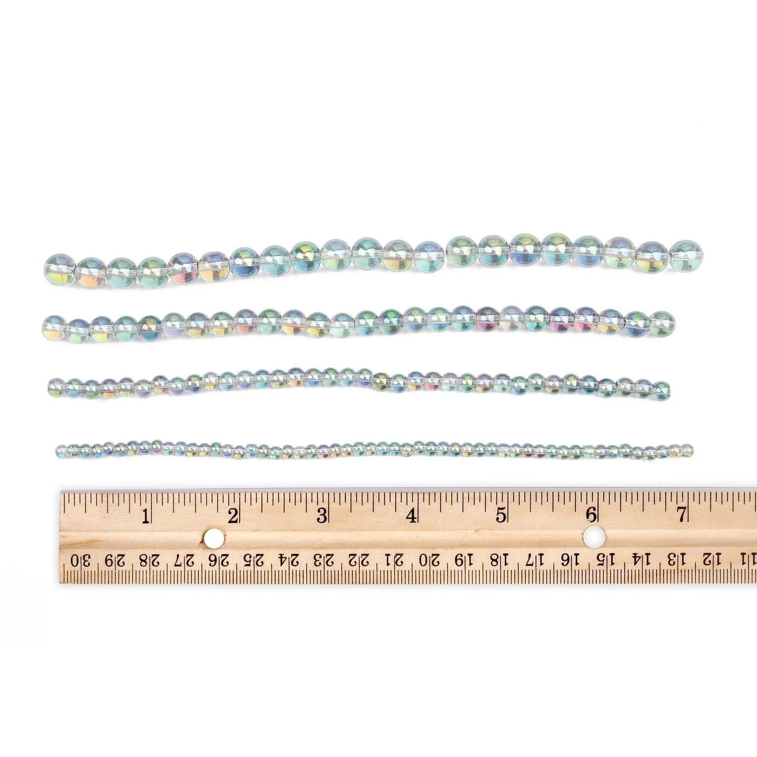 (2 pack) CousinDIY Round Glass Bead Strand in Multi Sizes, 7.5 in/Strand, AB Green, 135 Piece, Model 69992000