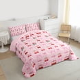 thumbnail image 3 of jejeloiu Pink Cartoon Bowknot Twin Comforter Sets,Red Fruit Cherry Bedding Set For Girl Kids Reversible 2pcs, 3 of 8