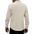 thumbnail image 5 of BUWTTED Mens Shirts Pure Color Crew Neck Long Sleeve Pleated Spring Fall Casual Button Down Business Work Khaki Shirt XXL, 5 of 5