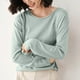 thumbnail image 2 of Sudadera con capucha para mujer,Blusa de punto de color liso para mujer, manga larga, cuello redondo, material acrílico, top informal de moda para uso doméstico y diario, sopatenor, 2 of 9