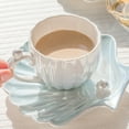 thumbnail image 3 of Tazas de café de perlas y conchas de 300ml, platos con forma de concha, tazas y platillos de café creativos, tazas de cerámica., 3 of 5