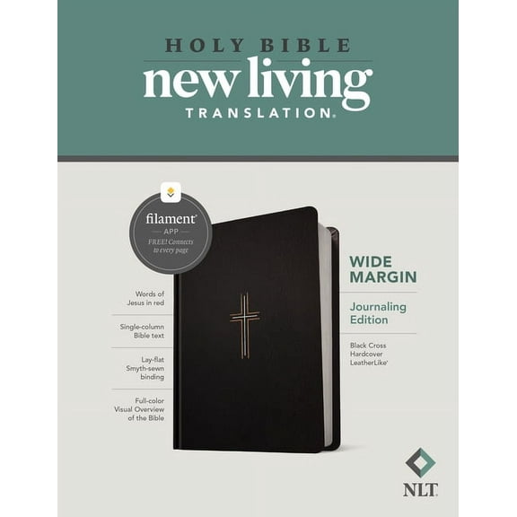 NLT Wide Margin Bible, Filament Enabled (Hardcover Leatherlike, Black Cross, Red Letter), (Hardcover)