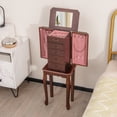 thumbnail image 3 of Topbuy Armoire à Bijoux Grande Capacité avec Miroir Rabattable et Compartiment de Rangement Caché, Noyer Foncé, 3 of 8