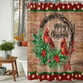 thumbnail image 4 of Christmas Cardinal Shower Curtain, Xmas Berry Farmhouse Wooden Grain Waterproof Fabric Shower Curtains with 12 Hooks, Bathroom Curtain Set for Bathroom Accessories Decor, 48 x 72 Inches, 4 of 9