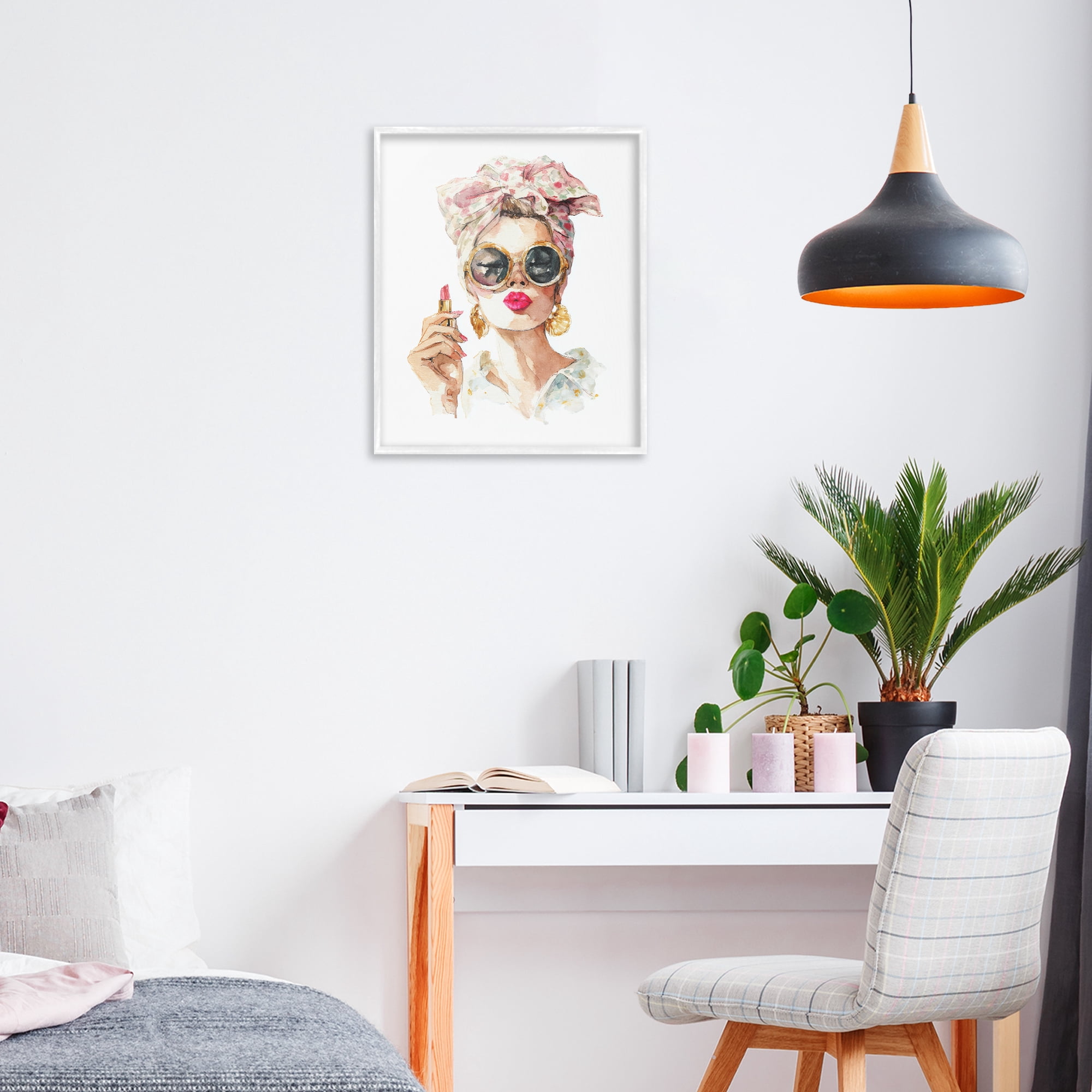 Stupell Industries Feminine Lipstick Spell White Framed Giclee Art, design by Svetlana Aleynikova