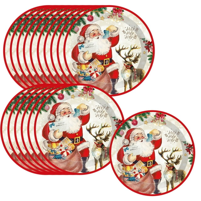 Christmas Tree Decorations 16 Pieces 9 Inches Christmas Disposable Paper Plates Winter Christmas Tree News Year Party Tableware Supplies Birthday Party Tableware Outdoor Christmas Tree