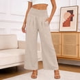thumbnail image 2 of JIAYUE Women's Pants Ankle Length Wide Leg High Waist Palazzo Summer Flowy Beach Trousers With Pockets Trendy Bottoms For Women, 2 of 6