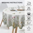 thumbnail image 6 of Spring Summer Wild Flowers Table Cloth Pink Blue Floral Plant Decorative Tablecloth Round 60 Inch Vintage Green Leaf Washable Table Cover For Holiday Party Home Kitchen Dinning Room Picnic Decor, 6 of 6