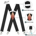 thumbnail image 3 of QCWQMYL Black Suspenders for Men Heavy Duty with 4 Snap Hooks Braces Work Suspenders Formal Wedding, 3 of 6