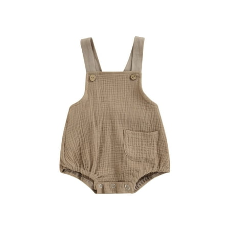 

Musuos Baby Boy Solid Sleeveless Bodysuit Shoulder Straps Romper Overalls Shorts