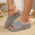 thumbnail image 6 of CYMMPU Women's Mesh Knit Open Toe Slide Sandals, Slip On Breathable Wedge Platform Slippers, Summer Daily Walking Shoes Gray 41, 6 of 9