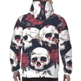 thumbnail image 7 of Pofeuu Gothic Skulls And Roses Print Mens Casual Hooded Collar Drawstring Hoodies Pullover Sweatshirts Casual Long Sleeve Shirts-, 7 of 7