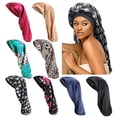 thumbnail image 1 of Gorro largo de satén para trenzas, cubre rastas suaves, gorro para dormir de noche para mujeres, cabello largo y rizado, trenzas y rizos., 1 of 6