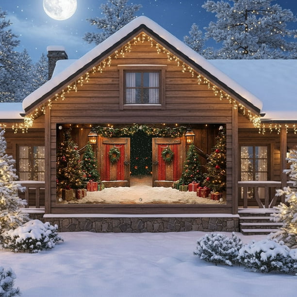 Fondo de poliéster, decoraciones navideñas, decoraciones para fiestas navideñas, pegatinas para puertas de garaje, pancartas navideñas para jardín, telas colgantes, decoración para fiestas, fondos, de
