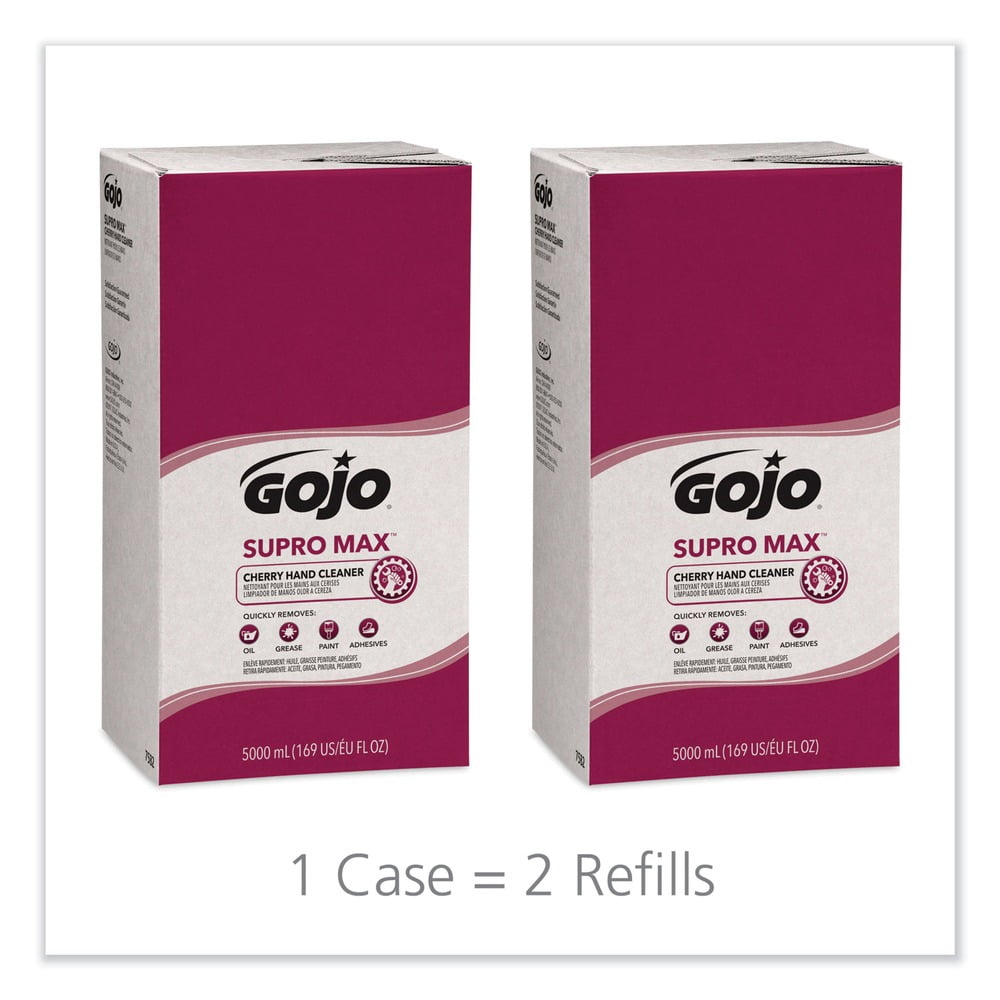 GOJO Industries 7582-02 SUPRO MAX 5,000 milliliter Heavy Duty Hand Cleaner Refill for GOJO PRO TDX Touch-Free Dispenser - Cherry Scent (2/Carton)