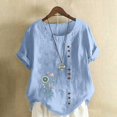 thumbnail image 2 of Túnica de Manga Corta Tops para las Mujeres Océano Pescado Impreso Blusa, Ropa Casual Ver Botón Arriba Camiseta, 2 of 4