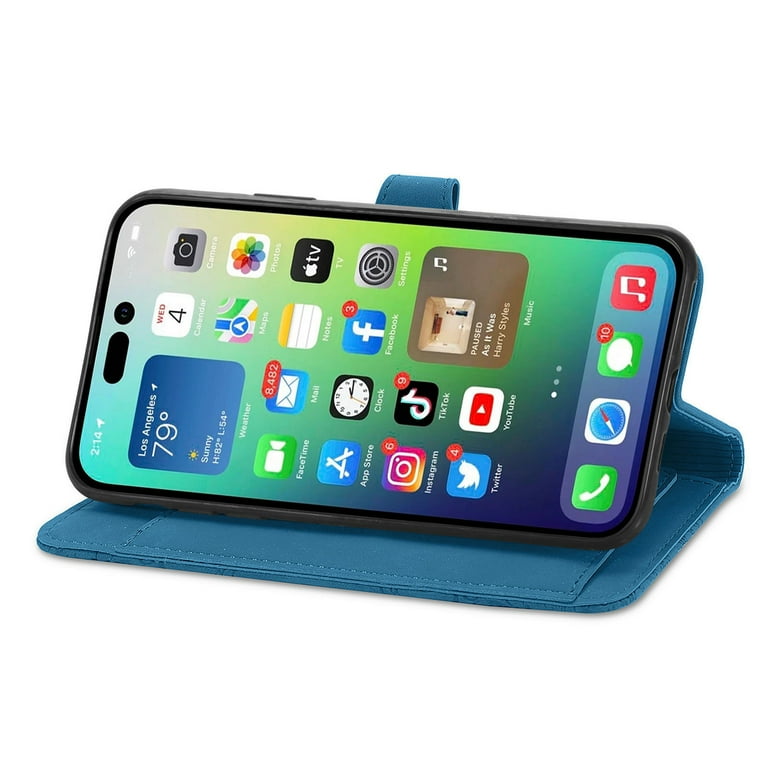 COOKD Cover Pelle per Nokia C21 Plus (C21+), Magnetica Custodia con Supporto di Stand & Carte Slot, Flip Case con Portafoglio -Nero