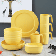 thumbnail image 2 of ReaNea Plastic Gold Yellow Dinnerware Set of 20 Pieces, Unbreakable And Reusable Light Weight Plates Mugs Bowls Dishes Easy to Carry And Clean BPA Free Service For 4, 2 of 10