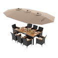 thumbnail image 1 of Costway 11 PCS Patio Wicker Dining Set with Double-Sided Outdoor Umbrella 8 Stackable Chairs, 1 of 9