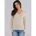 thumbnail image 6 of Luniro Women's Cable Knit Sweater V Neck Pullover Sweaters Fall Tops Business Casual Outfits Clothes, 6 of 9